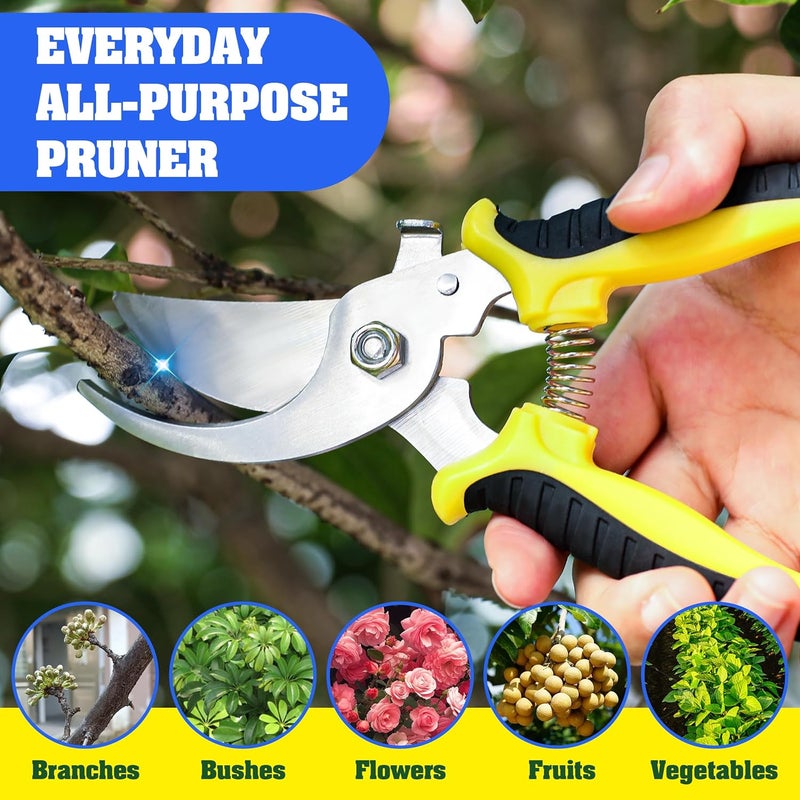 EWPJDK 4 Pack Garden Pruning Shears, Stainless Steel Garden Shears, Gardening Shears, Garden Scissors, Clippers, Pruning Snips, Pruning Shears for Gardening Tools (4PCS Yellow Orange Green) - Image 3